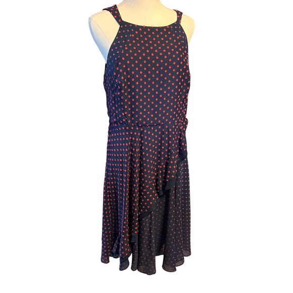 Eva Franco Maryanne - Navy and Red Polka Dot Midi Dress - Picture 3 of 11